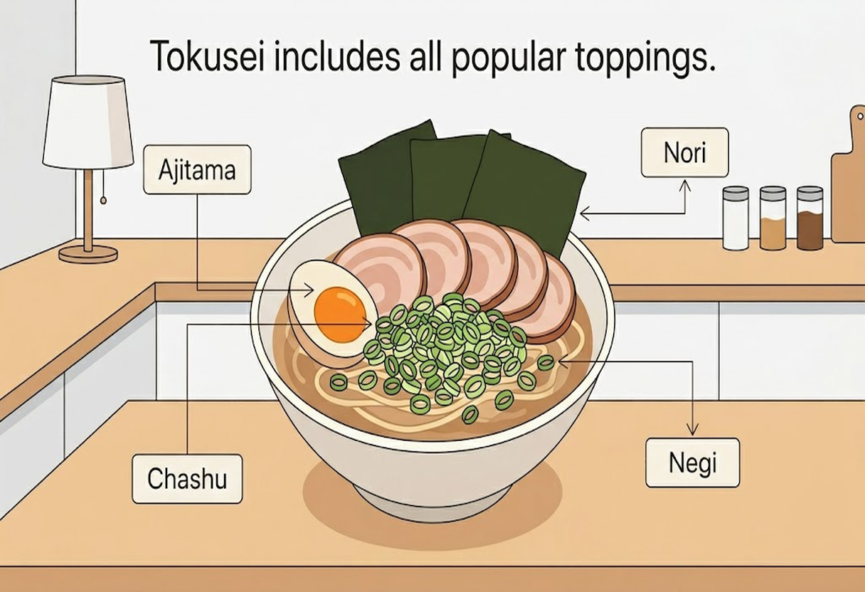 ラーメンの代表的なトッピングのイラスト